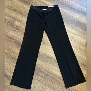 Valentino black dress pants with lace going down the leg